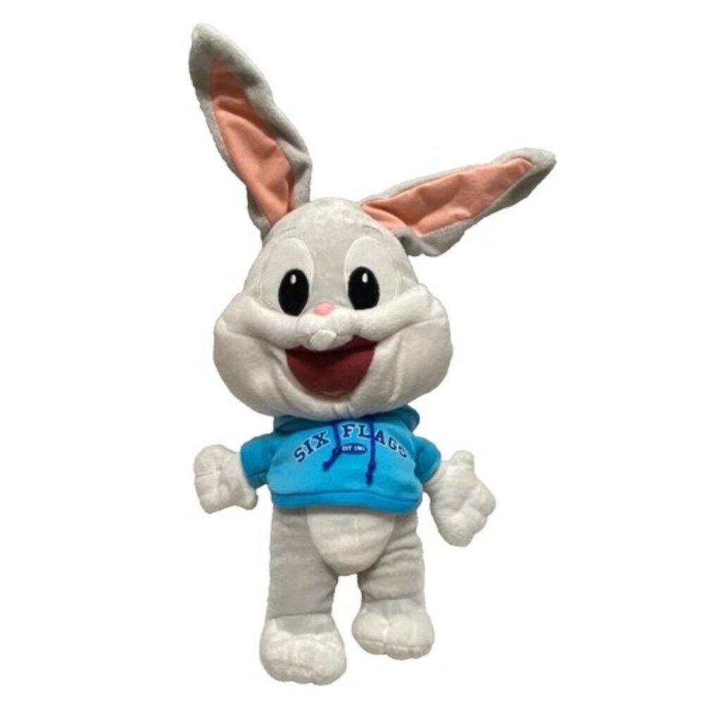 Looney Tunes Baby Bugs Six Flags‎ Large 24" Plush Stuffed Animal Park Hoodie EUC